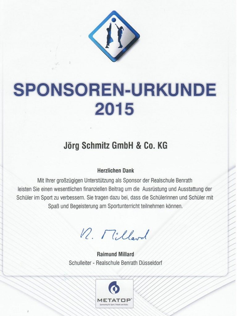 Sponsor der Realschule Benrath 2015