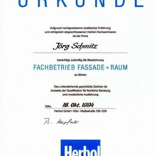 1994 - Herbol Fachbetrieb Fassade und Raum