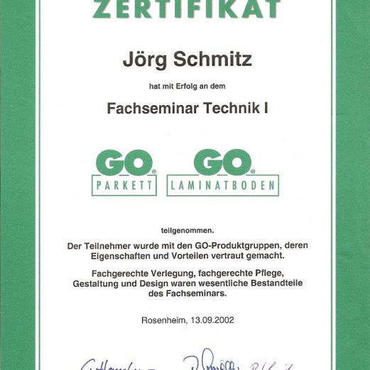 2002 - Fachseminar Technik Parkett- / Lamitanboden
