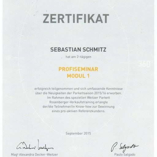 Profiseminar Weitzer Parkett - Modul 1